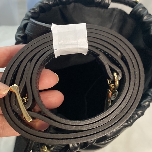 Anna Paola Italian Black Leather Bucket Bag NWT. - Picture 9 of 13